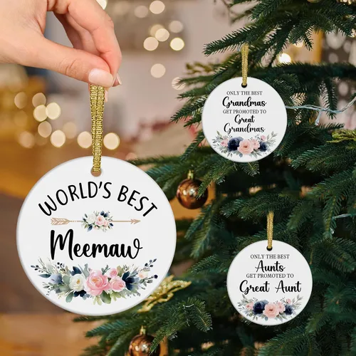 Miniatura 2 de World's Best Meemaw - Adornos de cerámica de Navidad regalos de nietos, nietos, regalos de cumpleaños para el día de la madre, regalos de cumpleaños