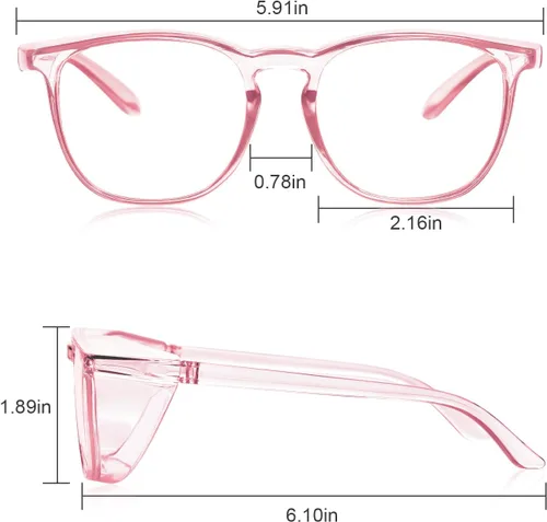 Miniatura 3 de Elegantes gafas de seguridad para mujeres y niñas, gafas anti-vaho, gafas protectoras, gafas transparentes Azul + rosa