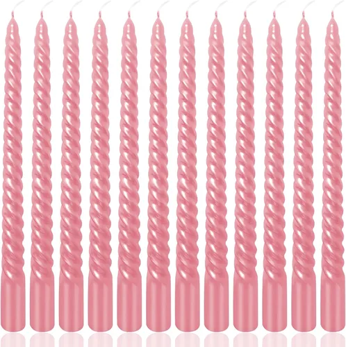 Miniatura 11 de Juego de velas cónicas en espiral de color blanco metálico de 10 pulgadas para decoración navideña, paquete de 12 velas trenzadas sin perfume, velas