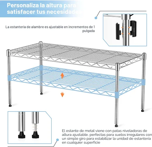 Miniatura 5 de Estante de alambre de 1 nivel, 30 pulgadas de ancho x 14 pulgadas de profundidad x 17 pulgadas de alto, estante de metal individual de metal