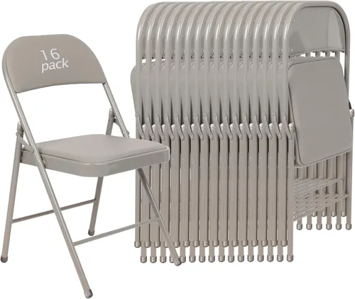 Miniatura 32 de Juego de 4 Sillas Plegables Tapizadas en Negro - Cómodas Sillas Apilables Portátiles para Interior y Exterior, Eventos, Fiestas, Oficina, Boda Negro