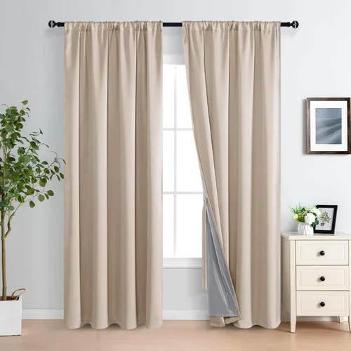 Miniatura 62 de XWZO Cortinas Opacas 100% Blancas - Cortinas de Bloqueo Total de Calor y Luz con Forro Negro para Dormitorio/Cuarto de Lavado, Paneles de Ventana
