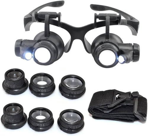 Miniatura 6 de 10X 15X 20X 25X LED Lupa Iluminada Doble Ojo Cristal Joyero Lupa Reparación Lupa