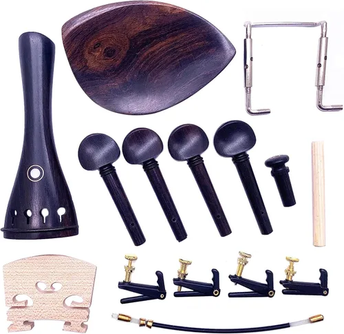 Jiayouy Kit de accesorios para violín de violín de tamaño 4/4-3/4 con 4 clavijas de afinación, cola intestinal, 4 afinadores finos, pasador de