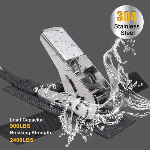 Miniatura 2 de Ayaport Correas de amarre para remolque de barco (trinquete de acero inoxidable) de 1.5 m, 1089 kg de fuerza de rotura Correas de trinquete
