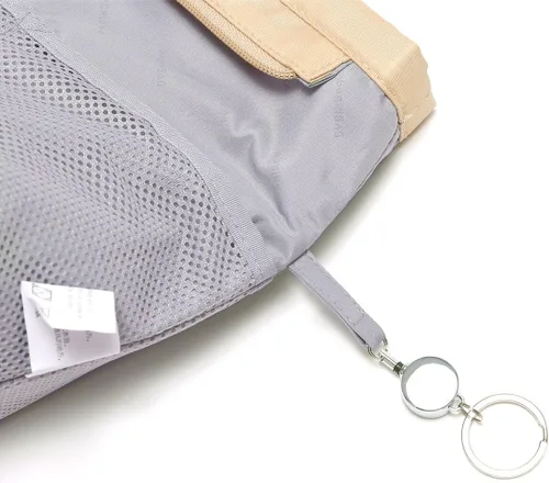 Miniatura 7 de iN Organizador de bolso con cremallera de tela de nailon para mujer, Beige