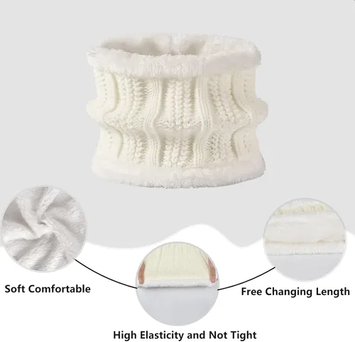 Miniatura 4 de Conjunto de guantes de invierno para mujer, gorro de forro polar, bufanda para pantalla táctil, guante 3 en 1