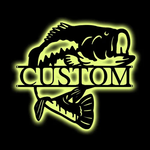 Miniatura 9 de Letrero LED de pesca de bajo con nombre personalizado, arte de pared personalizado, regalo de aniversario y día de San Valentín