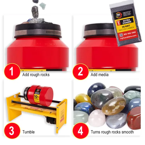 Miniatura 6 de Kit de vaso de roca de 10 libras con arena, máquina pulidora de rocas resistente, kit profesional de pulido de piedra para adultos, vaso de gran