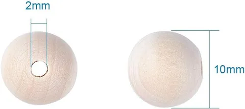 Miniatura 5 de Mega Pet 50 cuentas espaciadoras de madera natural sin terminar de 0.394 in (0.4 pulgadas), bolas redondas de madera sueltas para manualidades