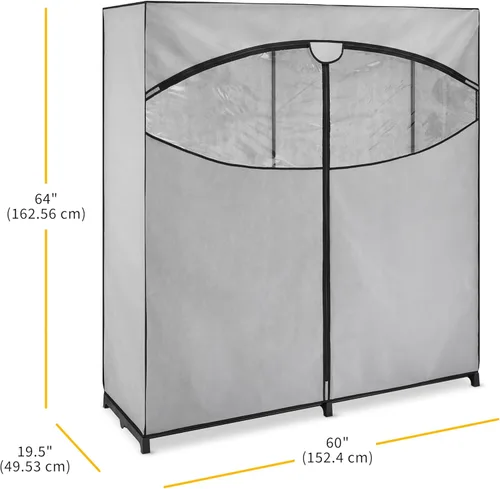 Miniatura 7 de Whitmor Armario de ropa portátil extra ancho - 60 pulgadas de ancho - Almacena ropa de temporada - Gris