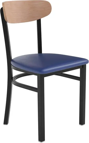 Miniatura 27 de Flash Furniture Wright - Silla de comedor comercial, respaldo de madera con acabado de abedul natural, asiento de vinilo negro, 500 libras