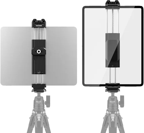 NEEWER Soporte de metal para tableta iPad adaptador de montaje de trípode con zapata fría, base tipo Arca, interfaz OTAN, tornillo de 1/4 pulgadas