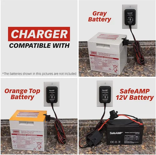 Miniatura 2 de SafeAMP - Cargador para ruedas de alimentación (12 V, batería gris y batería superior naranja)