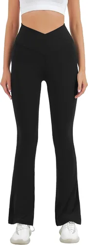 Miniatura 7 de HEGALY Pantalones de yoga acampanados para mujer, leggings cruzados, suaves, de cintura alta, pantalones casuales de entrenamiento con corte de bota