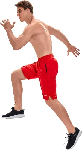 Miniatura 7 de LEAO Pantalones cortos de baloncesto para hombre con bolsillos con cremallera, secado rápido, holgados, pantalones cortos de entrenamiento