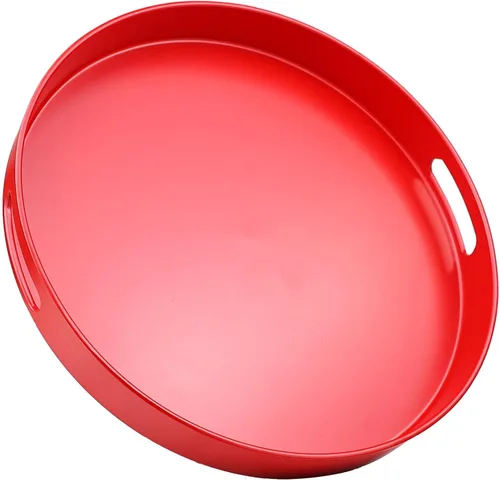 Miniatura 8 de Bandeja azul para mesa de café, bandeja decorativa rectangular de plástico con asas para entretenimiento, patio al aire libre, sala de estar