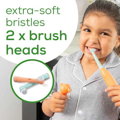 Miniatura 3 de Beurer TB10 - Kit de cepillo de dientes eléctrico para niños, divertido gorro Milo the Monkey con 2 cabezales de cepillo extra suaves para ayudar a