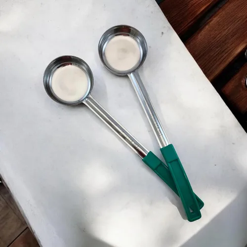 Miniatura 7 de Cuchara de acero inoxidable sólido de 4 onzas para medir y servir; cucharas de grado comercial (paquete de 2) Commercial-Grade Spoodle for