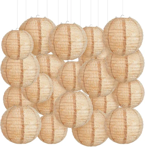 Miniatura 12 de Hortsun 6 linternas de papel de arpillera impresas, faroles redondos de papel chinos, decoración de granja, aula, hogar, dulce aula, fiesta