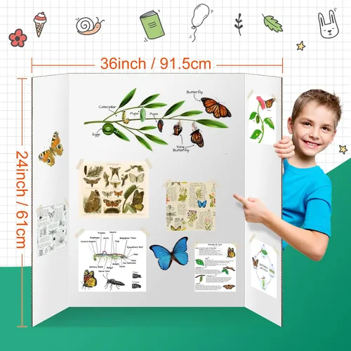 Miniatura 2 de IKAYAS - Paquete de 2 tableros de póster triple, 24 x 36 pulgadas, de doble cara, blanco, triple pliegue, tableros de exhibición de feria
