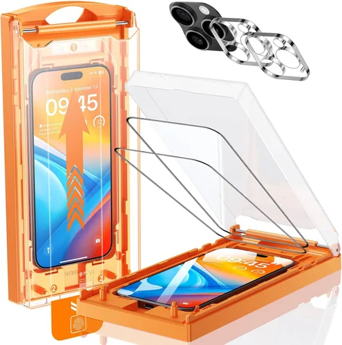 Miniatura 11 de MRGLAS TOP 9H+ Vidrio 2+2 Packs para iPhone 17 Pro Max Protector de Pantalla con Protector de Lente de Cámara [Sin Burbujas][Protección Militar 10X]