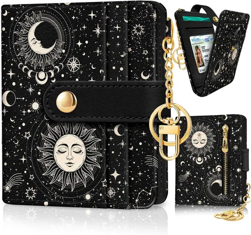 Miniatura 18 de Jogjam Cartera pequeña para mujer, Rfid delgada y compacta para tarjetas de crédito, billetera plegable de piel sintética, bolsillo con cremallera