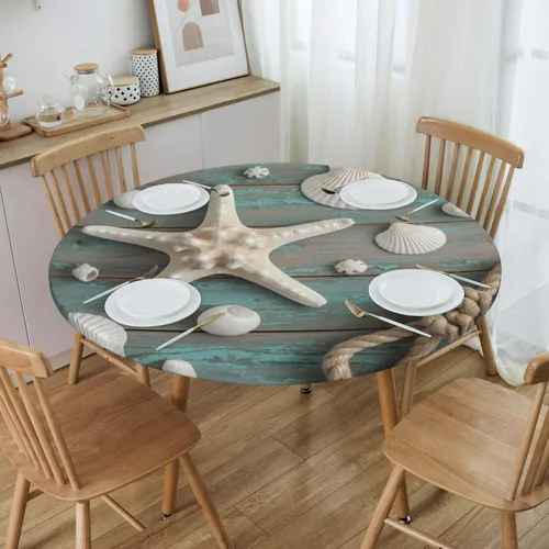 Miniatura 9 de Futterya Decorative Round Tablecloth Fitted Elastic Waterproof Table Cloth Cover Stretch Table Pad Cover for Parties Weddings Banquet Outdoor Events