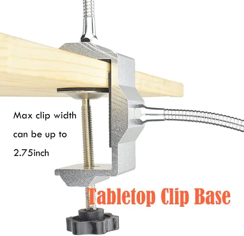 Miniatura 3 de Toolour Helping Hands - Herramienta de tercera mano, base de abrazadera de mesa con 2 brazos flexibles chapados en níquel y clips de cocodrilo