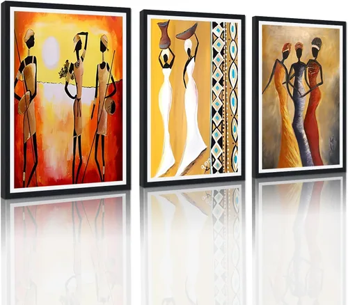 Miniatura 88 de MAMAGO Lienzo decorativo para pared, pintura de belleza dorada y negra, fotos de mujeres africanas, hermosos pósteres de mujer negra, impresiones