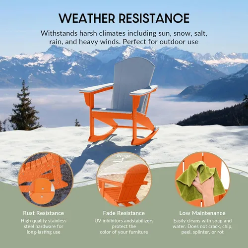 Miniatura 93 de WestinTrends Silla mecedora Malibu de poliéster para exterior/patio Adirondack, Negra