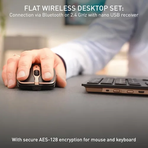 Miniatura 2 de CHERRY DW 9100 Slim, juego de teclado y mouse inalámbricos, conexión Bluetooth y RF de 2.4 GHz, teclas silenciosas, escritura cómoda, recargable