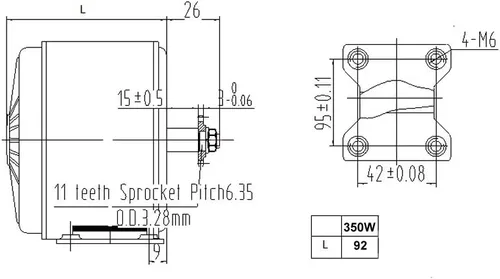 Miniatura 5 de Kit de motor de carro de 24V36V 350W Kit de repuesto de bicicleta de motocross Gokart Minibike 25H Kit de motor de transmisión por cadena