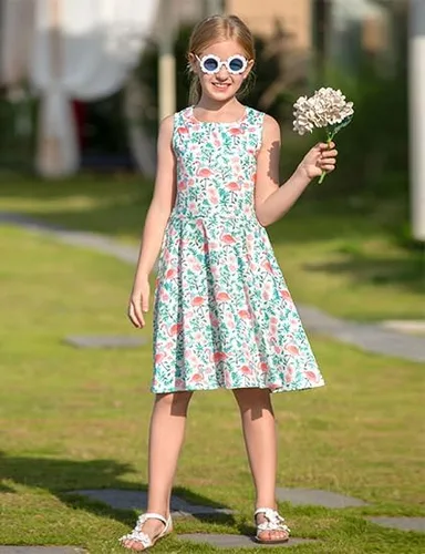 Miniatura 2 de Ahegao Vestidos florales sin mangas para niña, vestido de una pieza para la escuela casual de 4 a 13 años