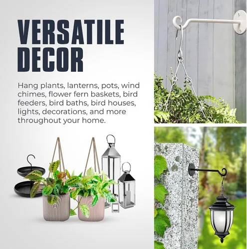 Miniatura 4 de Monarch Abode Ganchos para plantas – Ganchos de pared para cestas colgantes, 7.5 pulgadas de metal negro valla de pared para plantas de pared