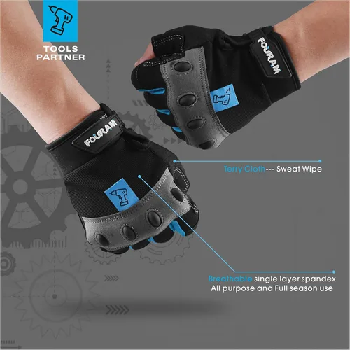 Miniatura 3 de FOUR-AM Guantes de trabajo para hombre, guantes mecánicos sin dedos, antichoque, anticolisión para hombres y mujeres