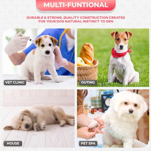 Miniatura 3 de FDW Jaula para perros pequeños de 24 pulgadas plegable de metal con alambre para mascotas, doble puerta con panel divisor para interiores y Rosa