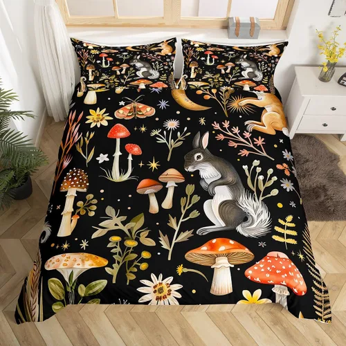 Miniatura 47 de Funda de edredón de hongos salvajes, acuarela, decoración de plantas naturales para exteriores, juegos de ropa de cama para niños, adolescentes