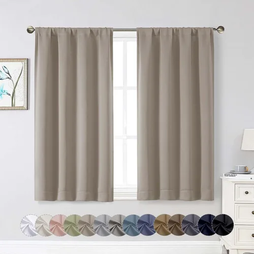 Miniatura 144 de Cortinas opacas para dormitorio, sala de estar, juego de 2 paneles de 54 pulgadas de largo, cortinas de oscurecimiento de habitación con aislamiento