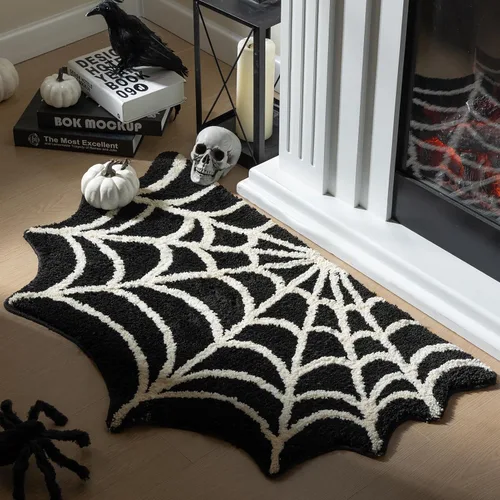 Miniatura 9 de Ashler - Alfombra de baño de murciélago de Halloween, alfombra de baño para decoración de Halloween, alfombras de área góticas, alfombras