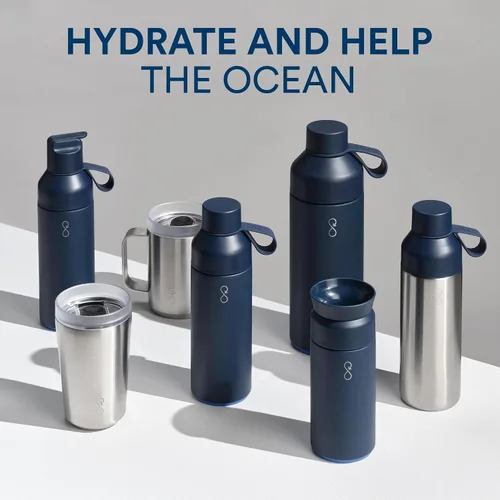 Miniatura 7 de Ocean Bottle Botella de agua original de acero inoxidable de 17 onzas, reutilizable y sostenible, mantiene las bebidas frías y calientes, regalo