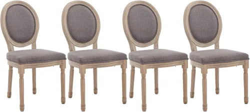 Miniatura 19 de Kmax Sillas de comedor estilo granja, patas de madera marrón, elegantes sillas de cocina copetudas, sillas de dormitorio francesas desgastadas