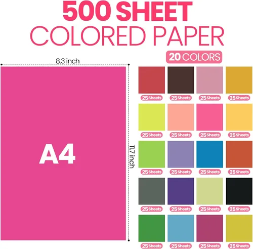 Miniatura 2 de Thenshop 500 hojas de cartulina de 8.3 x 11.5 pulgadas, papel de cartulina tamaño A4, 8.11 oz/m², papel de construcción impreso de doble cara