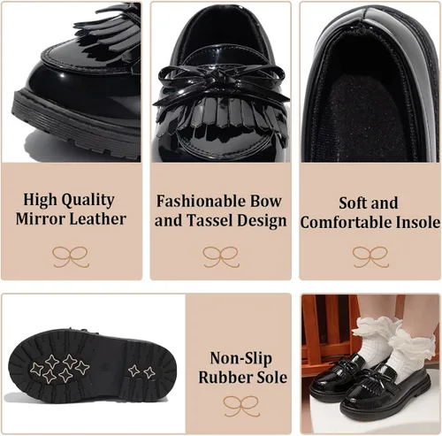 Miniatura 3 de KIDSUN Zapatos de vestir para niño y niña con cordones cómodos Oxford uniformes escolares mocasines planos bebéniño pequeño