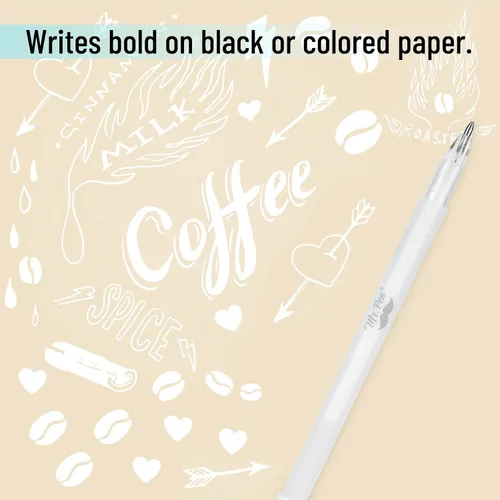 Miniatura 6 de Mr. Pen - Bolígrafos de gel blancos para artistas, paquete de 8, punta fina de 0.031 in, bolígrafos de tinta blanca para papel negro, colorear
