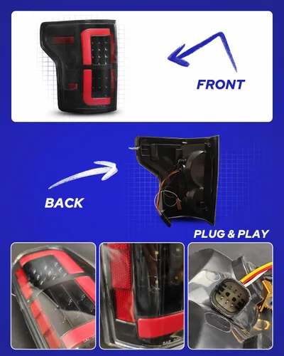 Miniatura 6 de AUTOONE - Para 2015-2020 Ford F150 Ensamblaje de Luz Trasera LED F-150 Luces Traseras Mejoradas Compatibles con 2015 2016 2017 2018 2019 2020 Ford