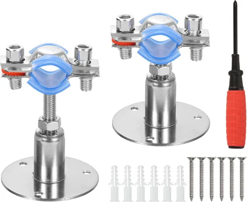 uxcell Soporte de tubería de acero inoxidable para montaje en pared, soporte de tubo de montaje en techo, altura ajustable de 1.181-1.969 in para