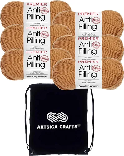 Miniatura 48 de Premier Yarns Everyday Anti-Pelusa Hilo Sólido Verde Pino DN100-8 (6-Madejas - Mismo Lote de Tinta) #4 Peso Estambre Acrílico para Tejer