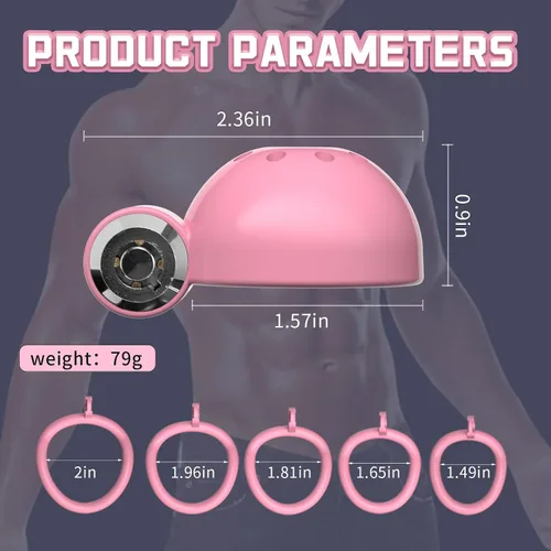 Miniatura 2 de Jaula de castidad Sissy con 4 anillos de diferentes tamaños, cinturón de castidad y cerradura invisible para el ejercicio del pene y abstinencia