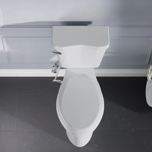 Miniatura 9 de Clirass Asiento de Inodoro con Bidé, Asiento de Inodoro Alargado de Cierre Suave, Control de Botón para Lavado Femenino/Posterior, Control